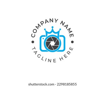Crown Camera Shutter Photography Logo Concept icon symbol sign Element Design. Photographer Logotype. Vector illustration template