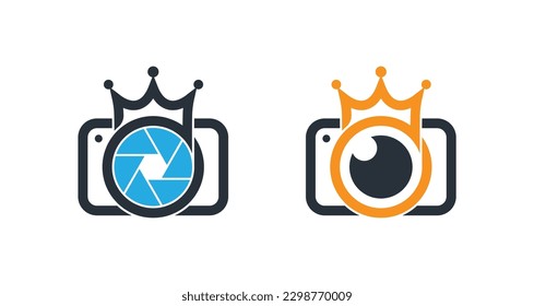 Crown Camera Shutter Photography Logo Concept icon symbol sign Element Design. Photographer Logotype. Vector illustration template