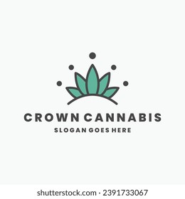 Crown cannabis logo icon design template vector illustration