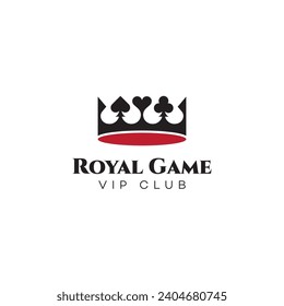 Crown of card suits logo design template. Vector illustration.