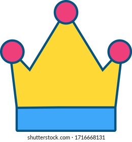 Crown Cartoon Icon. Psychological Type of Leader. Colorful Royal Object Simple Design Vector Illustration. Kingdom and King Sign Icon. Simple Sign of Monarch Symbol