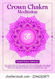 Crown Chakra Meditation poster Design-Vector illustration