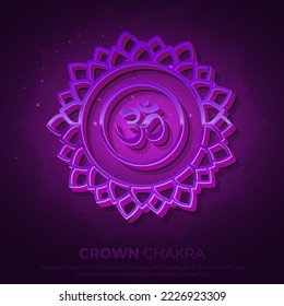 Crown Chakra (Sahasrara) 3D Symbol Design- vector illustration