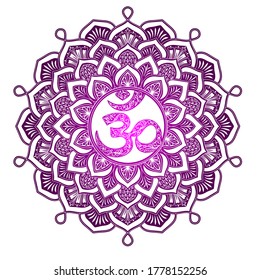 Crown Chakra - Sahasrara die siebte Chakra. Sacral-Zeichen.  Symbol des siebten menschlichen Chakra. Vektorgrafik. Yoga, Meditation, Reiki, Tätowierung, Laserschneiden
