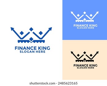 Crown with chart graph diagram and arrow, King Finance logo vector, Creative Finance logo icon template