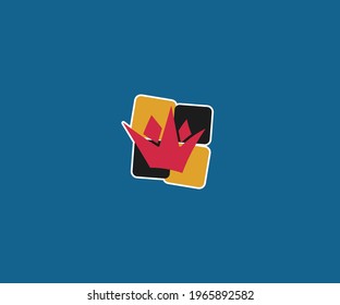 Crown Chess Logo vector blue backgound
