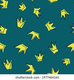 Crown - childish vector seamless pattern for kids - for fabric, wrapping, textile, wallpaper, background.