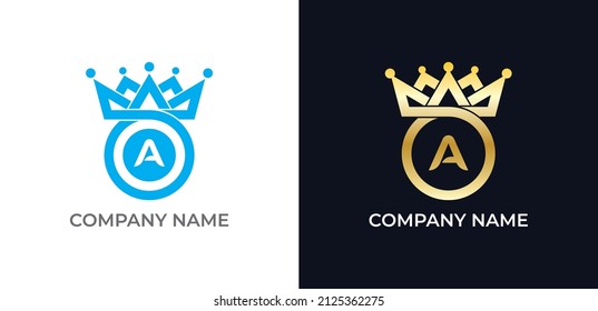 Crown and Circle Combination Logo icon symbol with Letter A. Vector logo template
