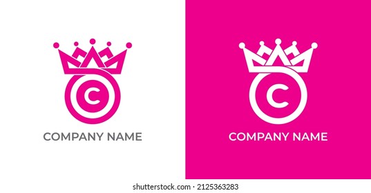 Crown and Circle Combination Logo icon symbol with Letter C. Vector logo template