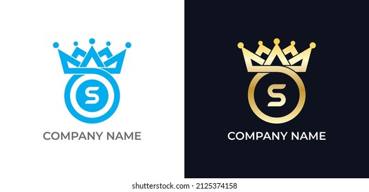 Crown and Circle Combination Logo icon symbol with Letter S. Vector logo template