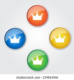 Crown Circular Vector Colorful Web Icon Set Button