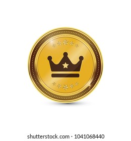 Crown Circular Vector Gold Web Icon