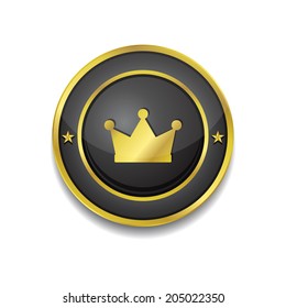 Crown Circular Vector Golden Black Web Icon Button