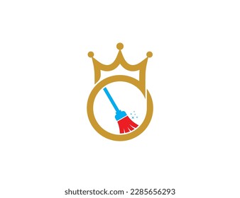 Das Symbol für das Konzept des Kronenreinigungsdienstes Symbol Element Design. Broom Logotype. Vektorgrafik-Vorlage