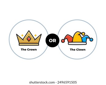 La corona o el payaso. Ilustración vectorial aislada