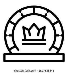 Crown coin icon. Outline crown coin vector icon for web design isolated on white background