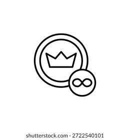 Crown Coin Infinity Icon Outline Royalty Riqueza Ilimitada