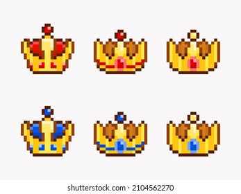 Crown collection in pixel art style