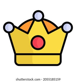 Crown colored line icon, Merry Christmas and Happy New Year icons for web and mobile design