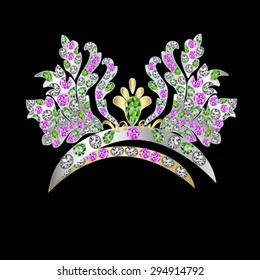 Crown with colored stones
