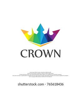 Crown with colorful flat trendy style, vector template isolated on white background