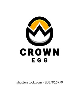 Crown combination with Egg in background white ,vector logo design editable