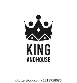 Crown combination house logo design vector