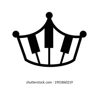 Crown combined with Piano Keyboard Symbol Vector