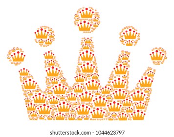 Crown composition combined in the set of crown elements. Vector iconized composition composed with simple elements.