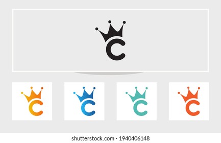 Crown concept vector logo design with C letter
