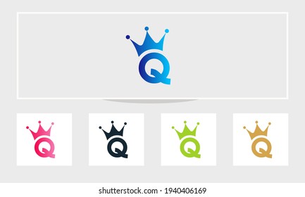 Crown concept vector logo design with Q letter