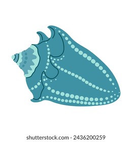 Crown Conch Seashell. Hand drawn Cartoon style flat illustration seashell isolated on white background. Melongena corona Vector illustration