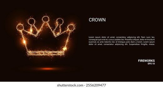 Crown. A crown consists of sparks and fire. Festive bright fireworks. Decorative element for celebrations and holidays. Vector illustration.