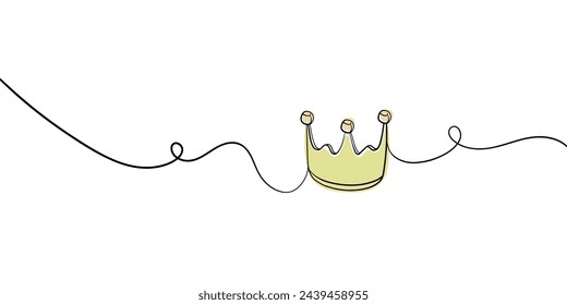 Icono de dibujo de línea continua de la corona aislado sobre fondo blanco. Dibujo de arte lineal. Ilustración de vector