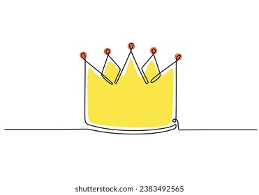 Crown continuous line drawing. Vector illustration isolated. Minimalist design handdrawn.