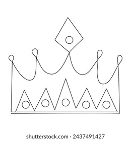Crown  continuous one line drawing of outline vector illustration


