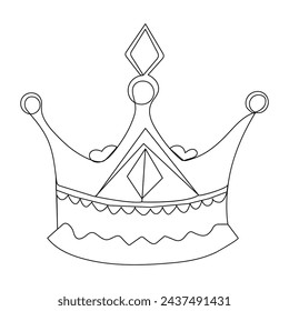 Crown  continuous one line drawing of outline vector illustration


