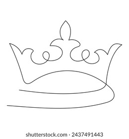 Crown  continuous one line drawing of outline vector illustration


