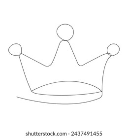 Crown  continuous one line drawing of outline vector illustration


