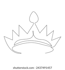 Corona de dibujo continuo de una línea de ilustración vectorial de contorno


