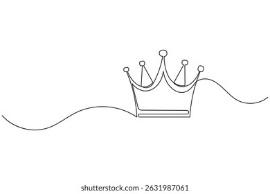 Crown continuous one line drawing and minimalist style isolate outline vector icon
