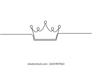 Crown continuous one line drawing and minimalist style isolate outline vector icon