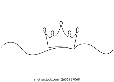 Dibujo continuo de una línea de la corona y estilo minimalista aislar el icono del Vector del contorno