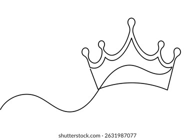 Dibujo continuo de una línea de la corona y estilo minimalista aislar el icono del Vector del contorno