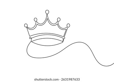 Crown continuous one line drawing and minimalist style isolate outline vector icon