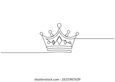 Coroa contínua um desenho de linha e estilo minimalista isolar contorno vetor ícone