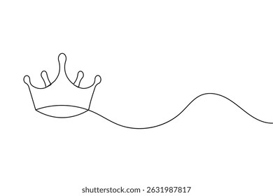 Dibujo continuo de una línea de la corona y estilo minimalista aislar el icono del Vector del contorno