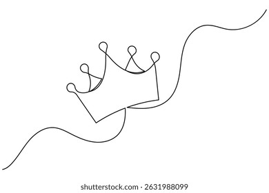 Coroa contínua um desenho de linha e estilo minimalista isolar contorno vetor ícone