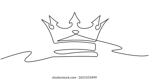 Crown continuous one line drawing and minimalist style isolate outline vector illustration, Continuous one line drawing of king crown vector. Royal crown in single line draw illustration Editable