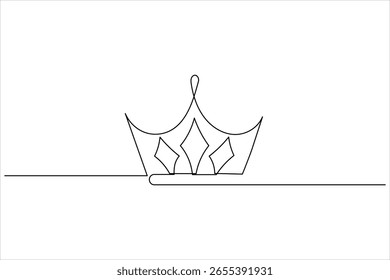 Coroa contínua um desenho de linha de fundo branco com estilo de contorno minimalista